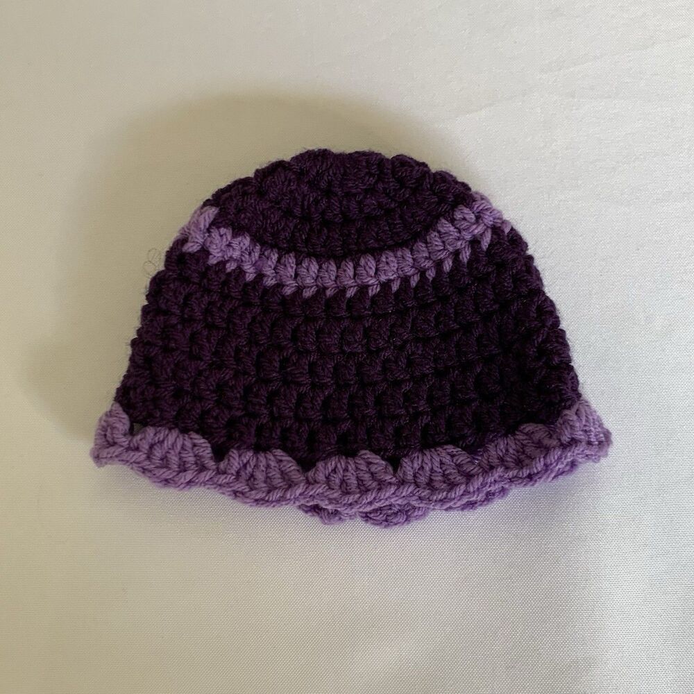 Handmade Crochet Baby Hat Purple Lavender Soft Knit Infant Beanie Newborn Gift